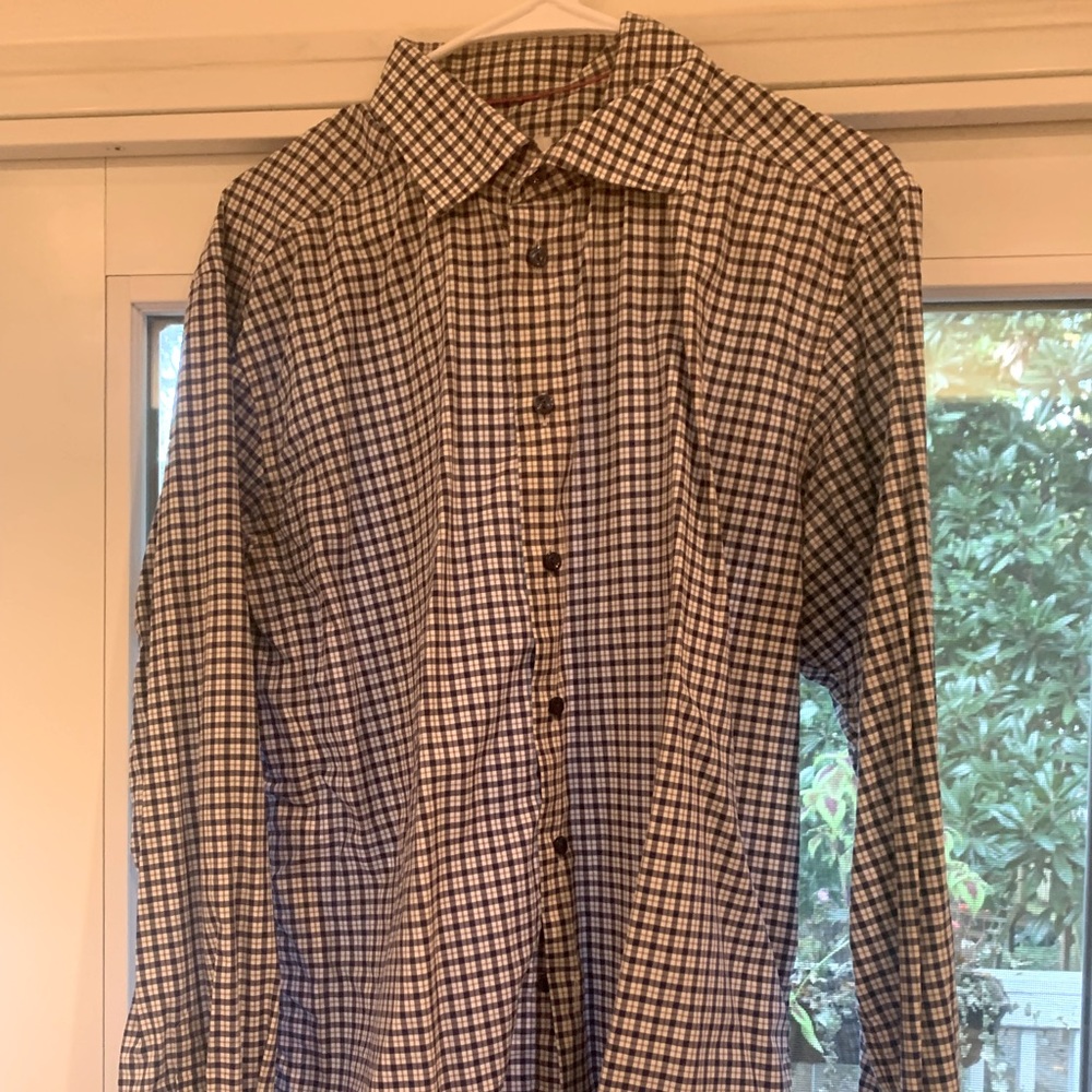 17” slim fit Eton long sleeve designer shirt.